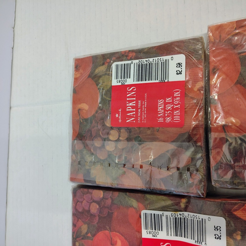 Hallmark Vintage Paper Napkins Lot 7 Packs Christmas Thanksgiving Fruit Holly - Picture 4 of 7